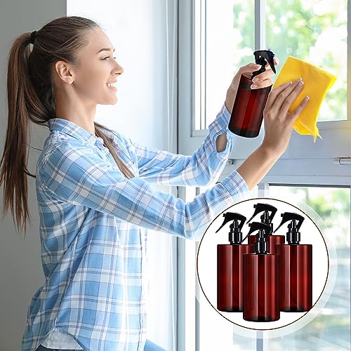 20 Pack 16oz Amber Spray Bottles with Trigger - Refillable Plastic for Home & Beauty