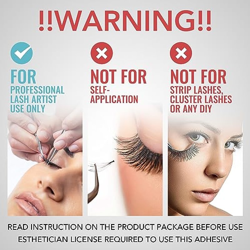 Eyelash Extension Glue 0.5 Sec Fast Drying/Retention 6-8 Week /(0.17fl.oz / 5ml) Waterproof Max Bonding Eyelash Glue for Semi Permanent Extensions Professional USE ONLY Black Adhesive