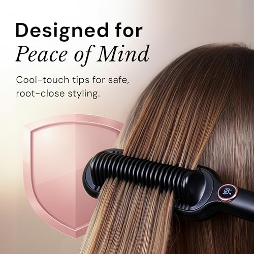 Digital Comb Hair Straightener Brush - Black - 2-in-1 Ionic Styling Tool
