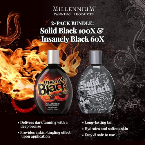 LOT OF(2) Millennium Tanning Products SOLID BLACK & INSANELY BLACK 13.5 oz