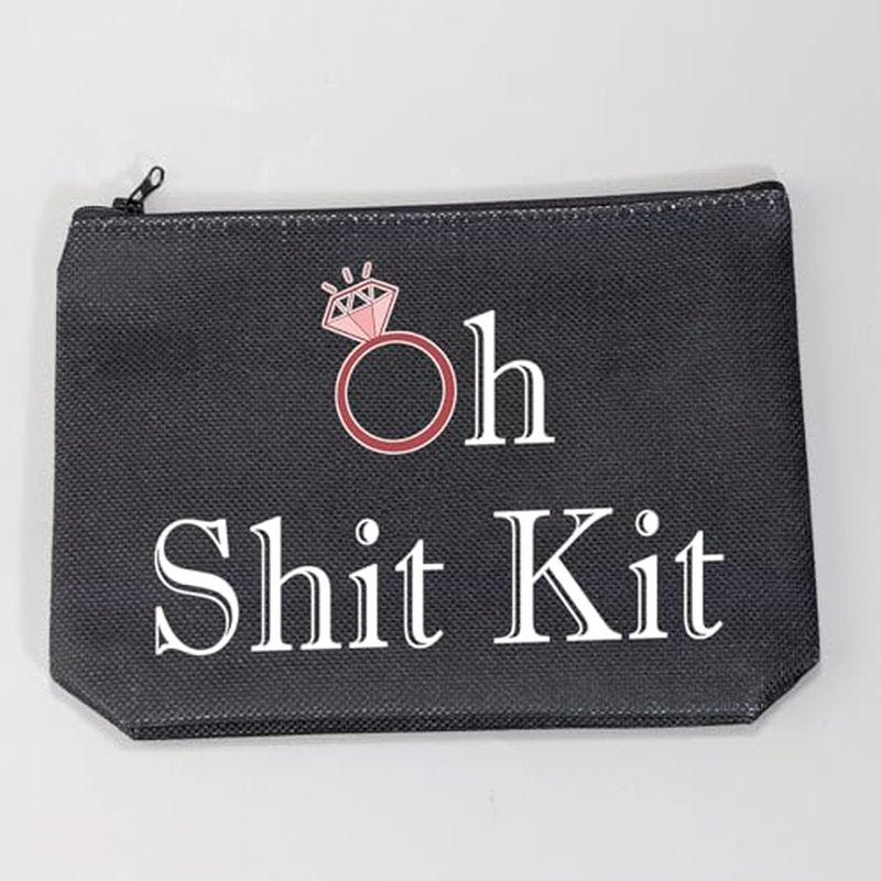 LEVLO Funny Bachelorette Kit Bags Bridal Shower Gift Oh Shit Kit Makeup Bag 2025 Wedding Party Cosmetic Bag Bridesmaid Makeup Pouch (Oh Shit Kit-balck)