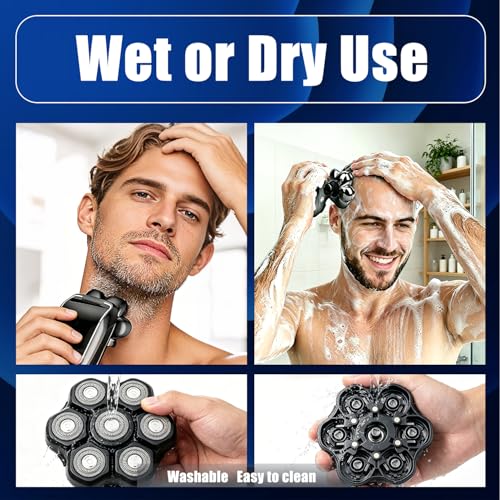 Silver 2-Pack Magnetic 7D Shaver Head Replacement for Bald Men and Head Shavers