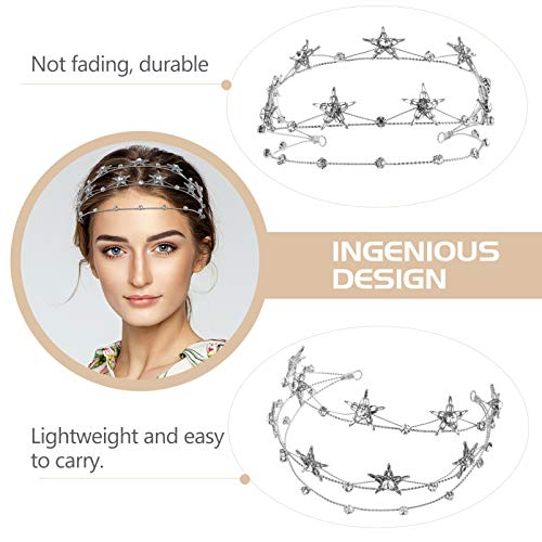 Silver Rhinestone Star Crown Bridal Headpiece for Women & Girls