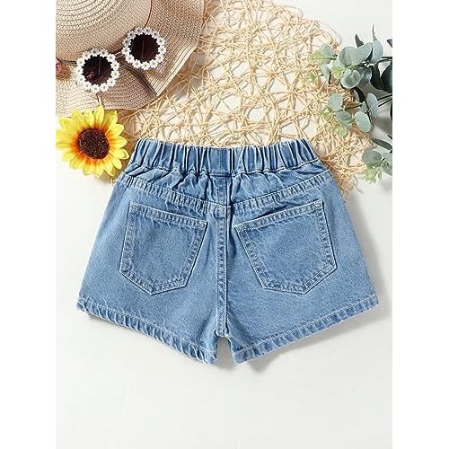 Floerns Girls Casual Ruffle Trim Denim Skorts Elastic Waist Skirt Shorts