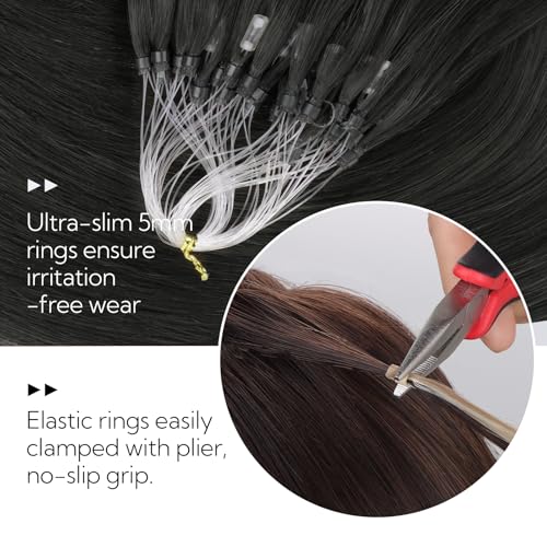 Micro Link Hair Extensions Human Hair 16 Inch Natural Black #1B 50g - Hotbanana Variation of #1B Natural Black / 16-50g-50s