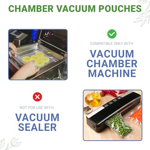 PouchWorth 1,000 Pack 10" x 12" 3 Mil Chamber Vacuum Bags - BPA-Free, Tear-Notch