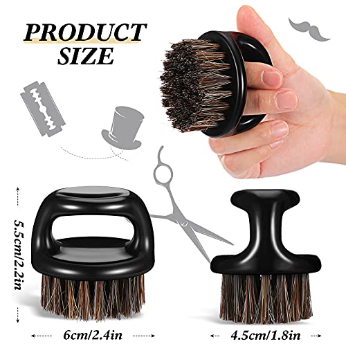 4 Pcs Knuckle Brush for Men Barber Brush, Fade Brushes, Face and Neck Brushes, Mustache and Hair Supplies, Essential Barber Tool for Professional Barbering and Grooming Services(Black and White)