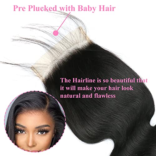 5x5 Transparent HD Lace Closure Body Wave 14 Inch - Natural Black Brazilian Virgin Remy Hair