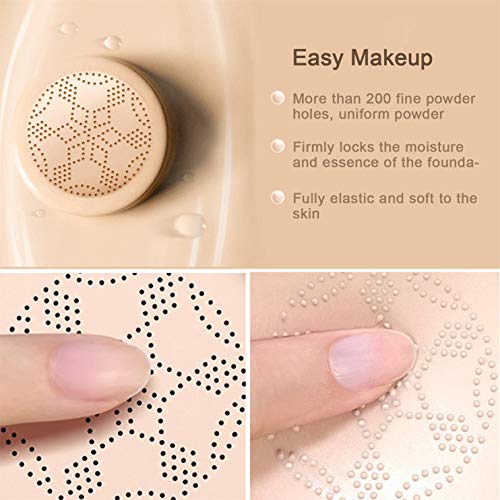 Mushroom Head Air Cushion CC Cream Foundation, Moisturizing BB Cream, Long Lasting Matte Concealer with Mushroom Head Sponges
