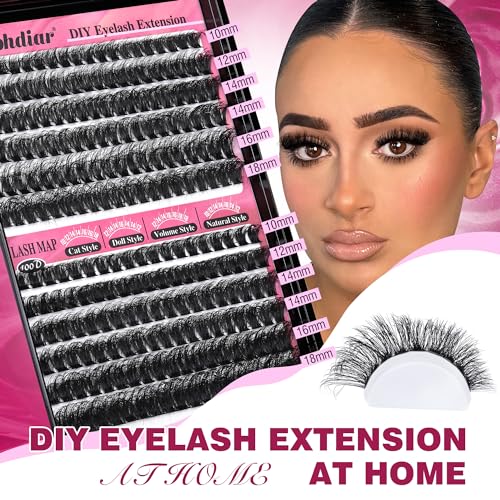 Calphdiar Lash Clusters 80D+100D Thick Eyelash Clusters D-curly Cluster Eyelash?Extensions Russian Cluster Lashes Wispy Lashes Clusters 234pcs False Mink Eyelashes 10-18mm DIY Lash Extension