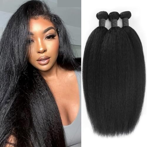 Yaki Straight Human Hair Bundles 14 Inch KinkyStraight Unprocessed