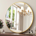 30 Inch Round Gold Mirror - Modern Circular Wall Mirror for Bathroom & Entryway - Variation: Round-Gold / 30"L x 30"W