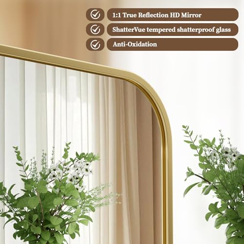 Black Metal Frame Rectangle Vanity Mirror - Rounded Corners 30x40