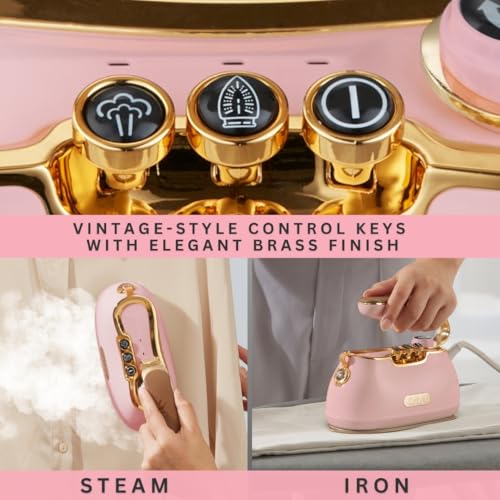Salav Retro Handheld Steamer & Iron for Clothes - Rose 1000W