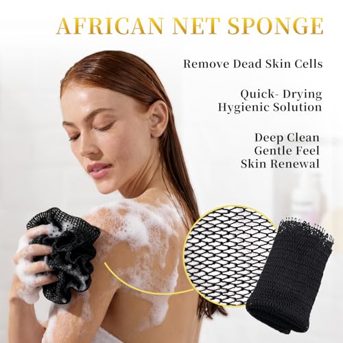 Lemon Turmeric Soap Bars for Face Body - Improve Skin Texture Turmeric Soap Bar with African Net Sponge, 4 Bars