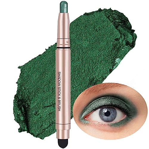 Green Eyeshadow Stick Makeup, Highlighter Cream Eye Shadow Pencil, Waterproof Hypoallergenic Long Lasting Matte Crayon, Glitter Primer Palette Shimmer Eyeliner Pen