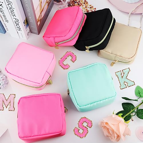 Giesiery 9 Pcs Mini Makeup Bags Bulk Nylon Cosmetic Bags for Purse Travel Bag Pouch Toiletry Organizer Pouches Bag for Women, Small Zipper Pouch Preppy Coin Purse for Custom Birthday Gifts (Black)