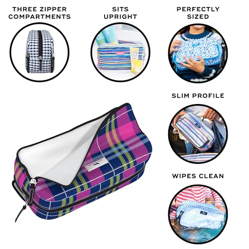 SCOUT 3-Way Toiletry Bag - Travel Makeup Pouch for Women with Three Zipper Compartments - Stands Upright, Wipes Clean