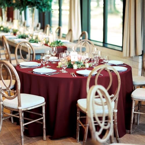 Burgundy Round Polyester Tablecloths - 10 Pack, 120 Inch - Formal & Casual Use Variation of THIS listing