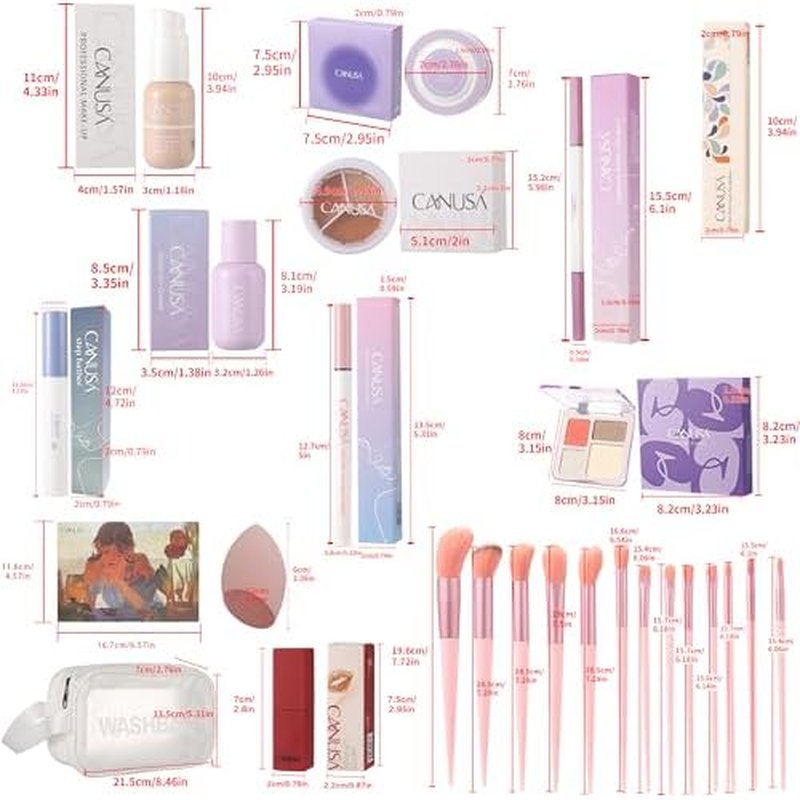 26Pc Full Face Makeup Set Gift Surprise for Women Cosmetic Essential Starter Bundle Include 24 Colors Eyeshadow Palette, Lipstick,13-NI-1 glamour-brush set. Pack Flawless (DEEP-BEIGE C2c, ONE SIZE)