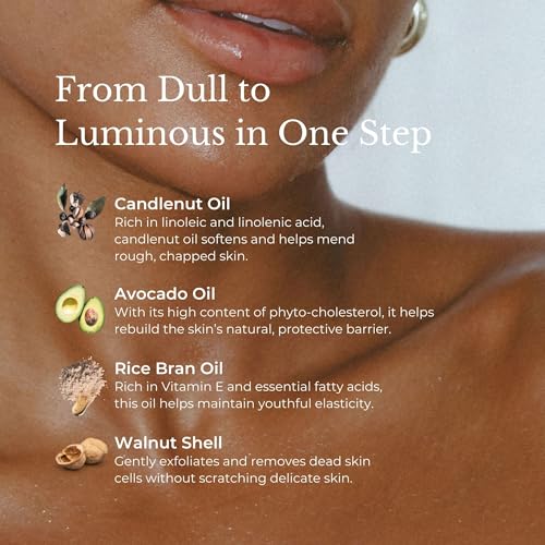 Juara Candlenut Body Polish 7.5 Fl Oz - 2-in-1 Exfoliating & Moisturizing Body Scrub with Candlenut Oil & Rice Bran