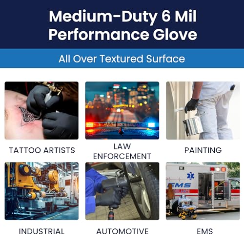 Adenna Shadow 6 Mil Disposable Nitrile Gloves - Medium, 1000 Pack, Black, Medical Grade