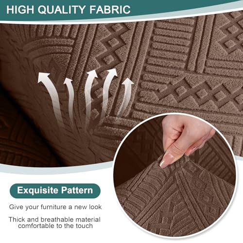 Recliner Couch Cover 3 Seater Brown - Soft Stretch Sofa Slipcover with Pockets