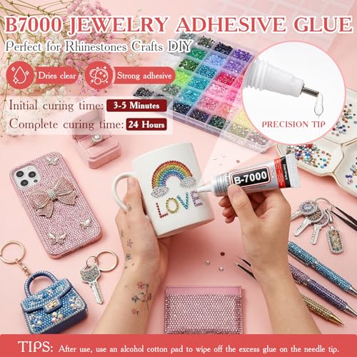 4mm Flatback Rhinestones Bedazzling Kit with 42 Colors & Glue - Christmas Gift