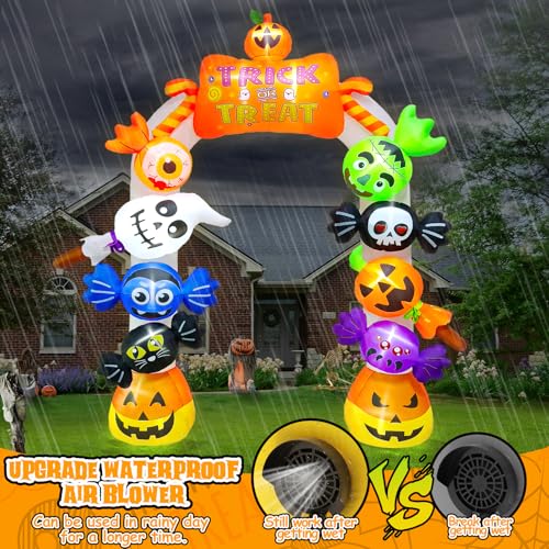 Halloween Inflatable Archway Candy Ghost 10FT Tall Yard Decor with LED Lights