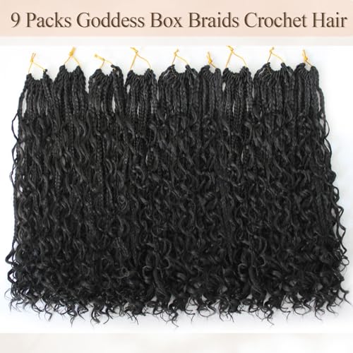Vustbeauty 10 Inch Goddess Boho Box Braids Crochet Hair - Pack of 9, 1B