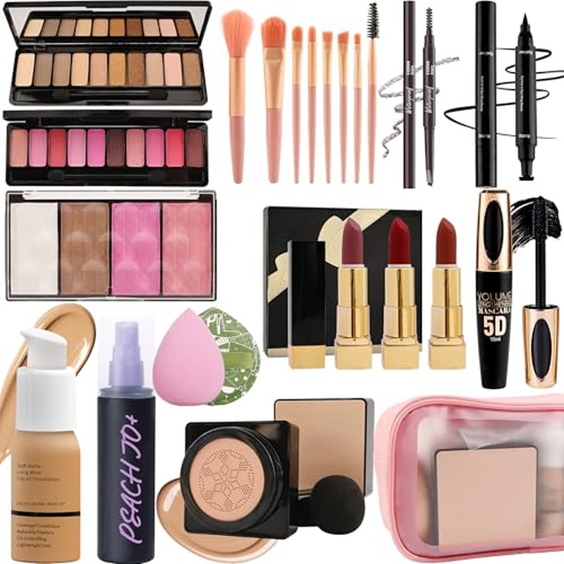 All in One Makeup Kit for Women Full Kit,Travel Makeup Kit for Teens,Make Up Gift Set with Everything,Foundation Eyeshadow Lipstick Eyebrow Blush Powder, Christmas Make Up Gift Set for Women-E