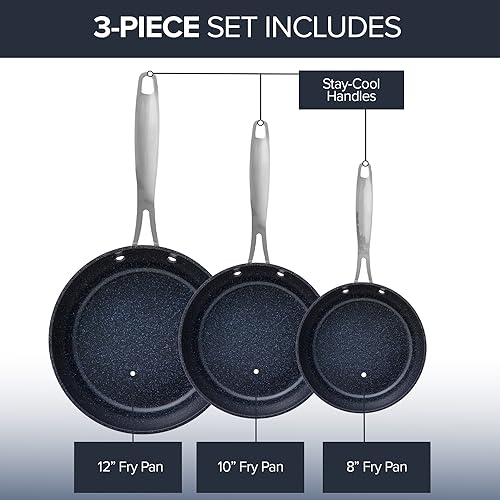 Nuwave 3-Piece Non-Stick Fry Pan Set - Rustic Copper Variation, 8, 10, 12 Inch