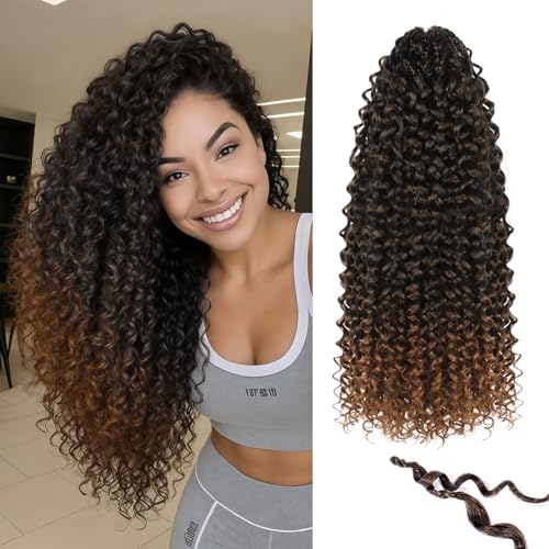 Crochet Hair 18 Inch T30 - Pre Looped Protein Fiber Curl Extensions, Pack of 8