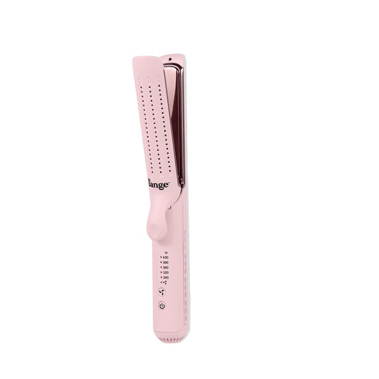 L'ANGE HAIR Le Duo Edge 360° Airflow Titanium Styler Blush | 2-in-1 Flat Iron Straightener & Curling Iron | 1” Wide Titanium Plates with Rounded Corners & Softly Beveled Edges (Blush)