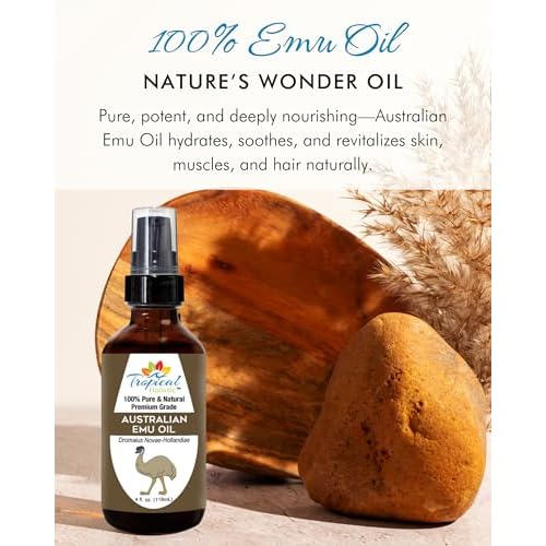 Tropical Holistic 100% Pure Australian Fully Refined Emu Oil 4 oz, Premium Grade Undiluted Natural Moisturizer for Skin, Hair, Piercings, Face, Feet, Nails (Pack of 2)