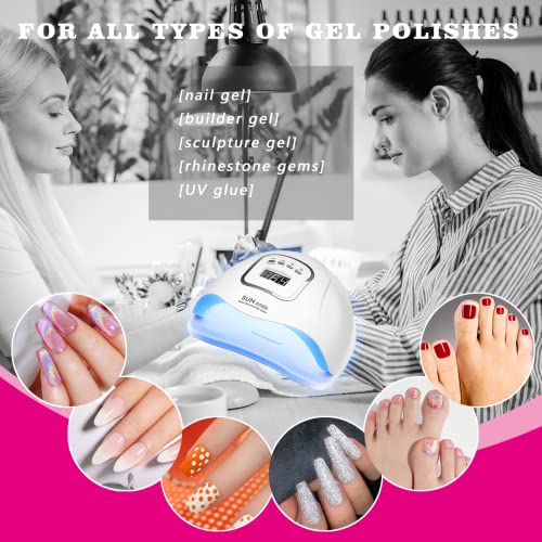 Pink UV LED Nail Lamp 150W for Gel Polish Fast Curing 4 Timers