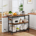 Kitchen Island with Power Outlet, Folding Top & Wine Rack, Movable, Rustic Brown