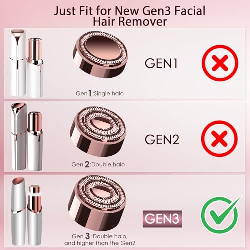 Replacement Heads for Flawless Finishing Touch Facial Hair Remover, Gen 3 Replacement Blades for Women, New Version 18K Gold Replacement Blades Refill