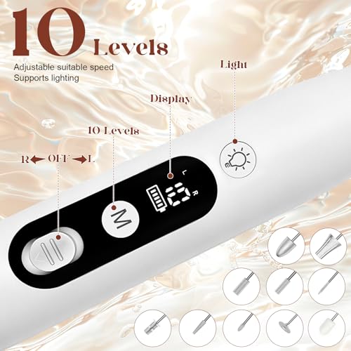 Rechargeable Cordless Electric Nail Drill Kit with LED Display for Gel & Thick Nails