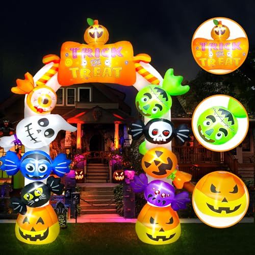 Halloween Inflatable Archway Candy Ghost 10FT Tall Yard Decor with LED Lights