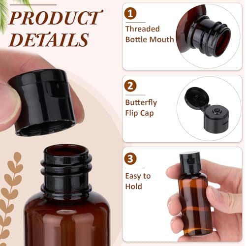 Mimorou 150 Pack 30ml Travel Bottles Bulk with Black Caps & Brown Bottles