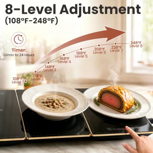 4-in-1 Electric Food Warming Tray 35x15 Inch with Temperature Control & Timer