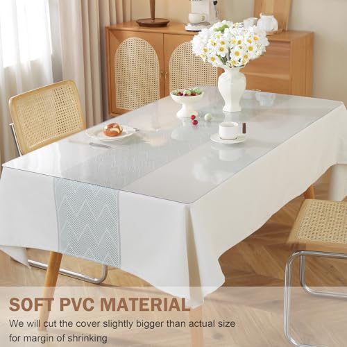 LovePads Clear 2mm Thick Plastic Table Cover Protector 46 x 84 Inch - Rectangular