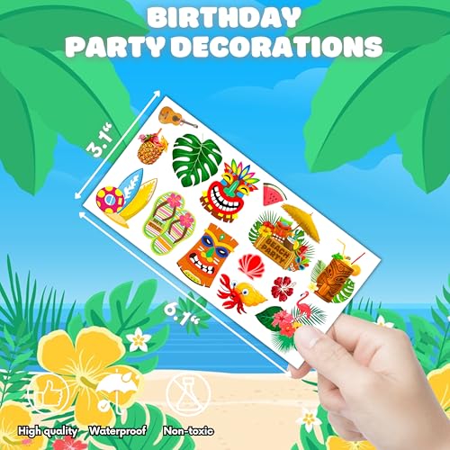 Luau Temporary Tattoos 8 Sheets 99 PCS Hawaiian Party Decorations Favors Supplies Summer Tropical Theme Birthday Cute Stickers Christmas Gifts for Boys Girls Class School Prizes Carnival