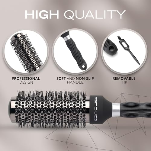 Professional Titanium Round Barrel Hair Brush - 43mm Ionic Styling Tool - Variation 43