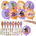 72 PCS Halloween Party Favors ? 48 Pre-Cut Temporary Tattoos & 24 Halloween Punch Balloons Trick or Treat Themed Birthday Party Decorations Supplies Favors Gifts, Goodie Bag Fillers, Classroom Rewards
