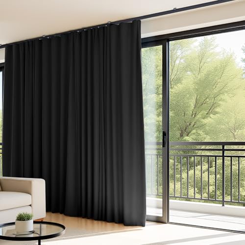 Hoeflife 180W x 96H Black Flexible Ceiling Track Set for Room Dividers & Curtains
