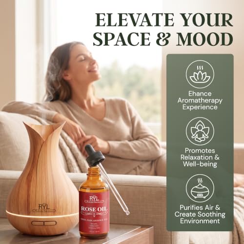 Organic Rose Essential Oil 4oz - Pure Therapeutic Aromatherapy for Skin & Diffusers