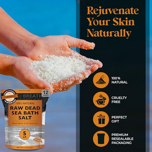 Unscented 80oz Aromasong Dead Sea Bath Salt - Pure Mineral Soak & Relaxation