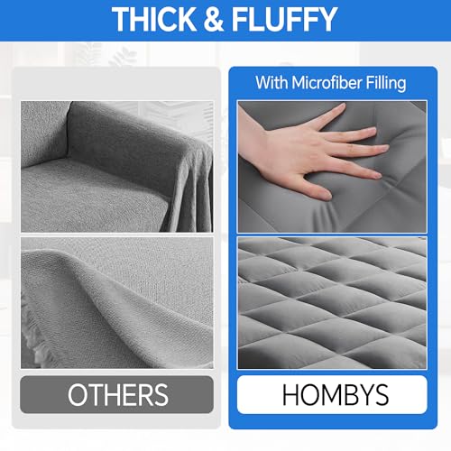HOMBYS Full Size Fitted Futon Mattress Cover with Anti-Slip Elastic, Support Foam Blend, Soft Velvet Grey
